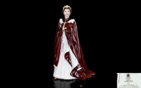 Royal Worcester Hand Painted Porcelain Queen Elizabeth II Figurine In Celebration of The Queens