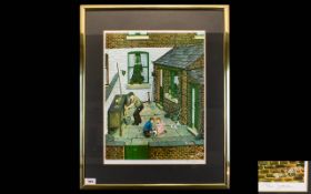 Tom Dodson 1910 - 1991 Artist Pencil Signed Ltd and Numbered Edition Colour Print. Titled ' Backyard