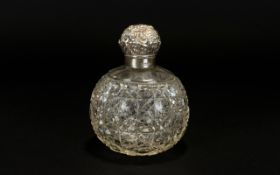 Silver Topped Glass Scent Bottle. In Poor Condition. Missing Stopper. Chest To Hallmark.