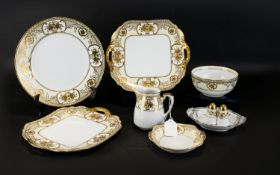 A Collection of Noritake (9) pieces in total. 'Basket of Flowers' design with silver and gold