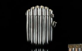 Walker & Hall Unusual Shaped and Well Made Silver Hinged Vesta Case,