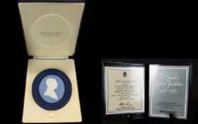 Wedgwood Portrait Medallion The Duke Of Edinburgh Ltd 1000 No 143. Silver Jubilee 1952 -1977. Pale