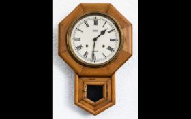 Smiths Enfield - London Drop Dial Octagonal Shaped Wooden Cased Wall Clock, 8 Day Movement. c.1920'