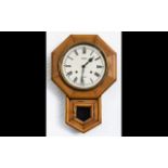 Smiths Enfield - London Drop Dial Octagonal Shaped Wooden Cased Wall Clock, 8 Day Movement. c.1920'