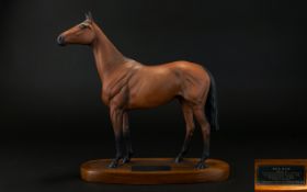 Beswick Horse Figure Connoisseur Model ' Red Rum ' Matt Finish on Wooden Plinth,