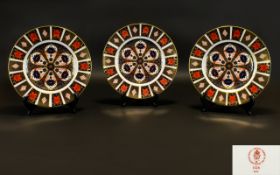 Royal Crown Derby Large Imari Pattern Cabinet Plates ( 3 ) Three In Total.