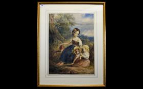 English School 19th Century - The Bonnett. Watercolour 21'' x 15.75''. Provenance Parker Gallery,