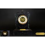 Jappy Freres 19th Century Nice Quality And Impressive Black Marble 8 Day Mantel Clock. Striking on a