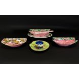 A Collection of Maling Lustre Ware Including a pair of maling dishes 'Pink Thumbprint' pattern,