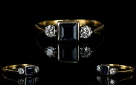 18ct Gold and Platinum Sapphire and Diamond Set Dress Ring.