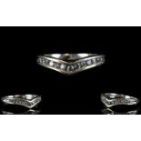 Ladies 9ct White Gold Diamond Set Wishbone Ring, Set with 13 Small Diamonds. Marked 9.375. Ring Size