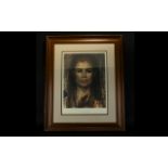 Large Framed Print by Pietro Annigoni Housed in Contempory wood frame in a card mount, depicts