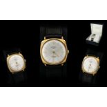 Rotary - Gents Slim line / Elegant 9ct Gold Cushion Cased 21 Jewels - Incabloc Mechanical Wrist