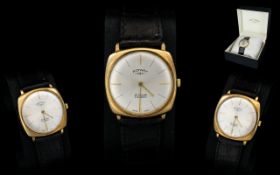 Rotary - Gents Slim line / Elegant 9ct Gold Cushion Cased 21 Jewels - Incabloc Mechanical Wrist