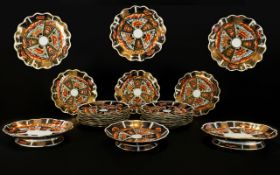 Coalport Twenty Six Piece Dinner Service In Imari palette, comprising 18, 9.5 inch scalloped edge