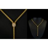 18ct Yellow Gold Diamond Set Fope Lariat Style Necklace with Diamond Set Loop of Superb Quality.