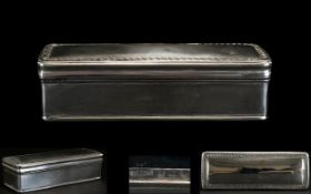 George V Nice Quality Silver Lidded Rectangular Box, with Greek Key Borders, Otherwise of Plain