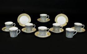 Wedgwood Samurai Pattern Bone China Eight Piece Demitasse Set Eight espresso cups complete with