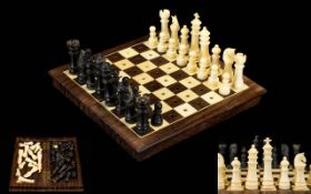 Antique - Miniature Travelling Pocket Size Ivory Chess Set.