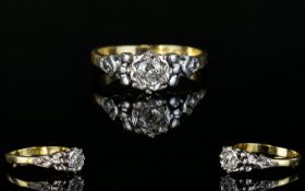 18ct Gold and Platinum Set Single Stone Diamond Ring. Diamonds of Good Colour and Clarity. Est