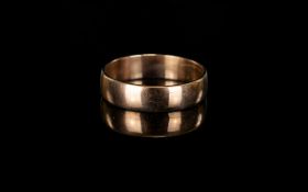 9ct Gold Wedding Band. Fully Hallmarked. Ring Size - W. 4.8 grams.