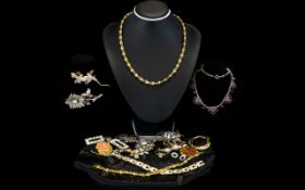 A Varied Collection Of Costume Jewellery Over fifteen items to include several crystal and