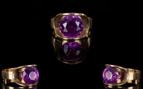 1970's - Attractive and Retro Designed Pink / Purple Stone Band Set Dress Ring,