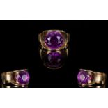 1970's - Attractive and Retro Designed Pink / Purple Stone Band Set Dress Ring,