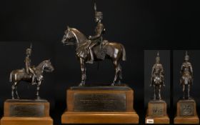 Antique Period G. Battery Royal Artillery Equestrian Bronzed State Figure, Raised on a Large Plinth,