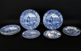 Midwinter Landscape Pattern Assorted Pieces (8) eight in total Circa 1950's. Also includes (6) six