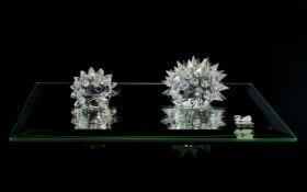 Swarovski Silver Crystal Hedgehogs ( 2 ) In Total. Both Come with Original Boxes. Sizes - Large