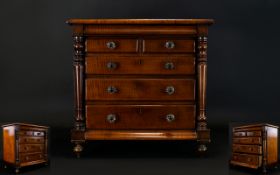 Victorian Period Super Quality Miniature ' Fiddle back ' Mahogany Scottish Chest of Drawers with