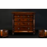 Victorian Period Super Quality Miniature ' Fiddle back ' Mahogany Scottish Chest of Drawers with