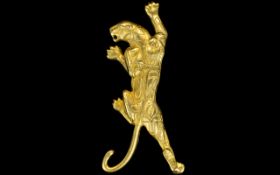 Vintage 1980's Statement Brooch In The Form Of A Prowling Panther Wonderful, large,