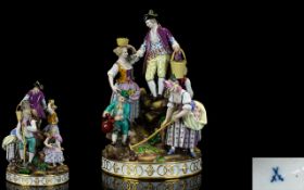 German Late 19th Century Hand Painted Nice Quality Porcelain Figure Group,