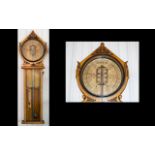 Royal Polytechnic Barometer Superb Quality Carved Golden Oak Cased Barometer By Joseph Davis & Co