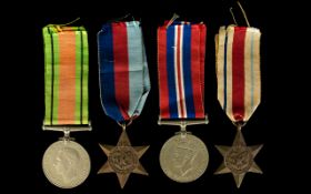World War II Military Medals ( 4 ) Unnamed. Comprises 1/ The Africa Star. 2/ 1939 - 1945 Star. 3/
