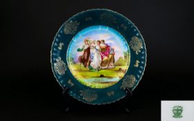 Antique Period Austrian Victorian Handpainted Porcelain Cabinet Plate. Sighed 'Kaufmann'.