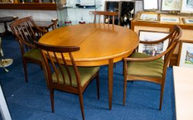 G Plan Extending Dining Table 1970's circular dining table complete with four chairs of plain