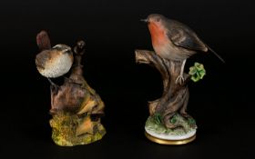 Capodimonte Handpainted Porcelain Bird Figure 'Robin' Six inches in height, plus an Arden bird