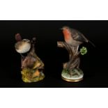 Capodimonte Handpainted Porcelain Bird Figure 'Robin' Six inches in height, plus an Arden bird