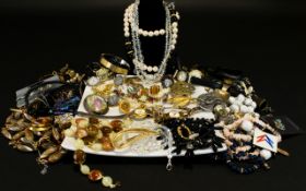 A Large and Varied Collection of Costume Jewelry Over forty items to include 1960's Austrian