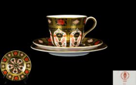 Royal Crown Derby Old Imari Gold Band Trio. Comprises Coffee Cup, Saucer and Side Plate.