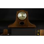 Hamburg American Art Deco Period Oak Cased Mantel Clock of Good Form. With Visible Pendulum and