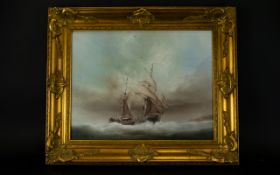 P.J. Wintrip Royal Academy British 20th Century Artist - Titled ' Baltic Schooner ' Oil on Board.