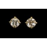 18ct Gold Fine Pair of Diamond Set Earrings of Good Colour and Clarity.