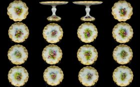 Doulton Burslem Superb Quality Set of 12 Aesthetic Movement Hand Painted Floral Cabinet Plates. Each