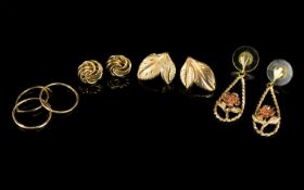 Ladies 9ct Gold Earrings ( 4 ) Pairs In Total. All Fully Hallmarked. All As New Condition, Various