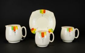 Art Deco 1930's Graduating Jug Set with impressed marks to base 'Cranberry' and 'Made in England'.