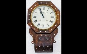 A Superb 19th Century Inlaid Rosewood Drop Dial Wall Clock by A. J. Bell Leeds, with Octagonal Case,